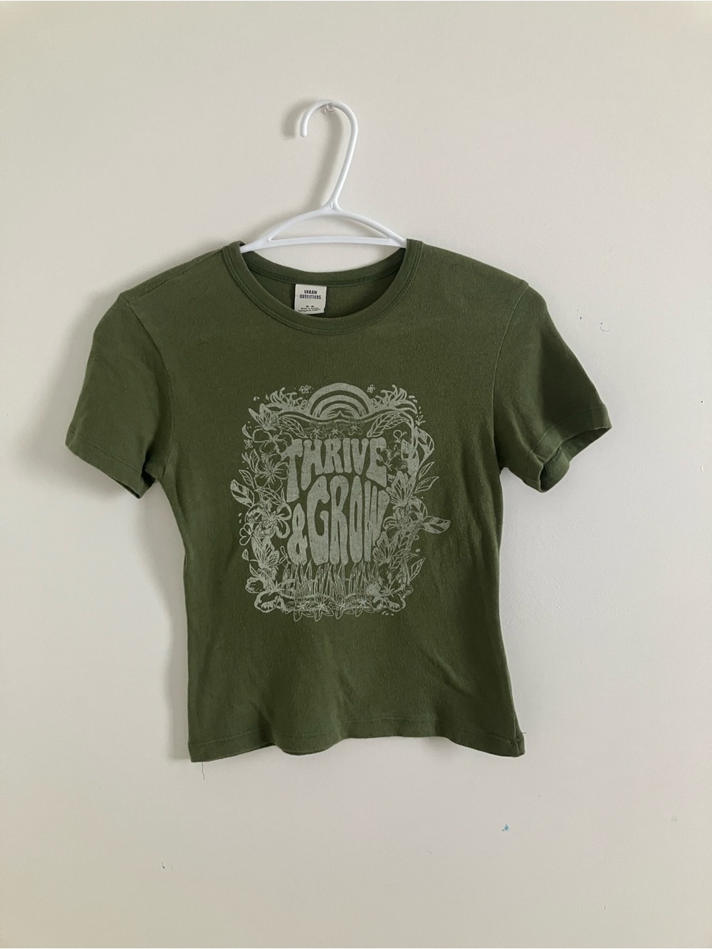 Urban Outfitters Olive Green 'Thrive & Grow' Graphic Tee